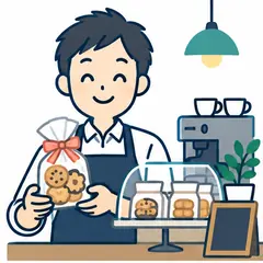 クッキーの通販を始めるカフェ店主