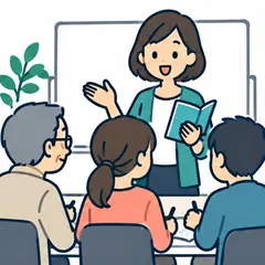 勉強会で教える講師と受講者